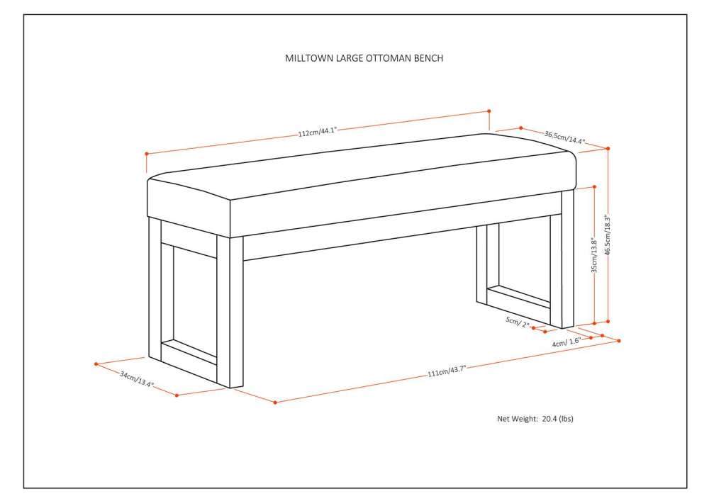 Milltown Large Ottoman Bench in Tweed