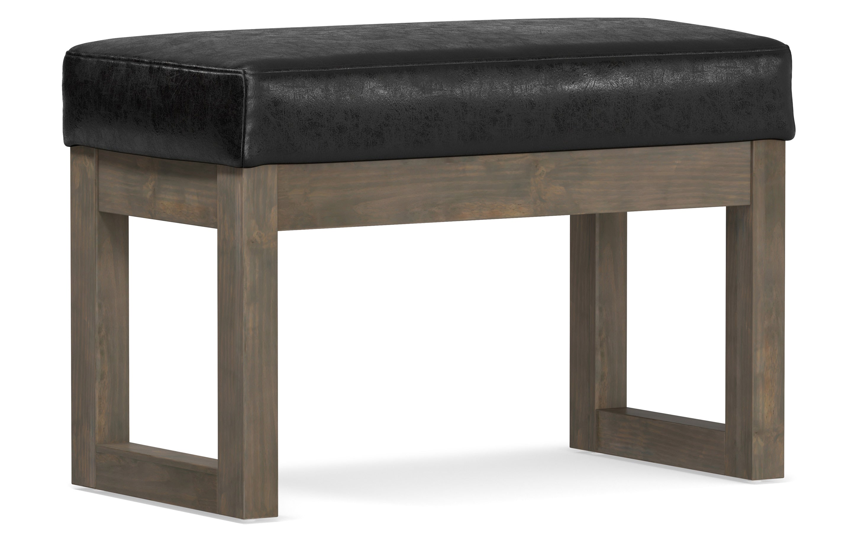 Milltown Small Ottoman Bench in Distressed Vegan Leather