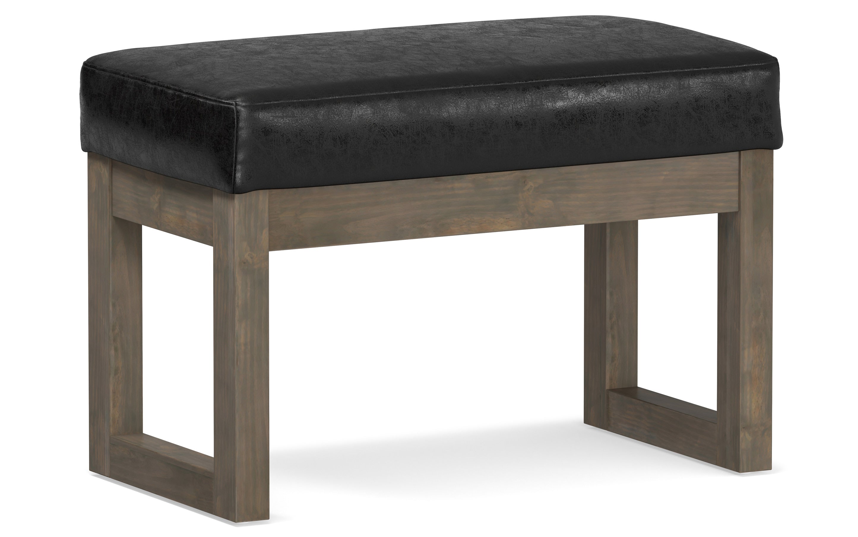 Milltown Small Ottoman Bench in Distressed Vegan Leather