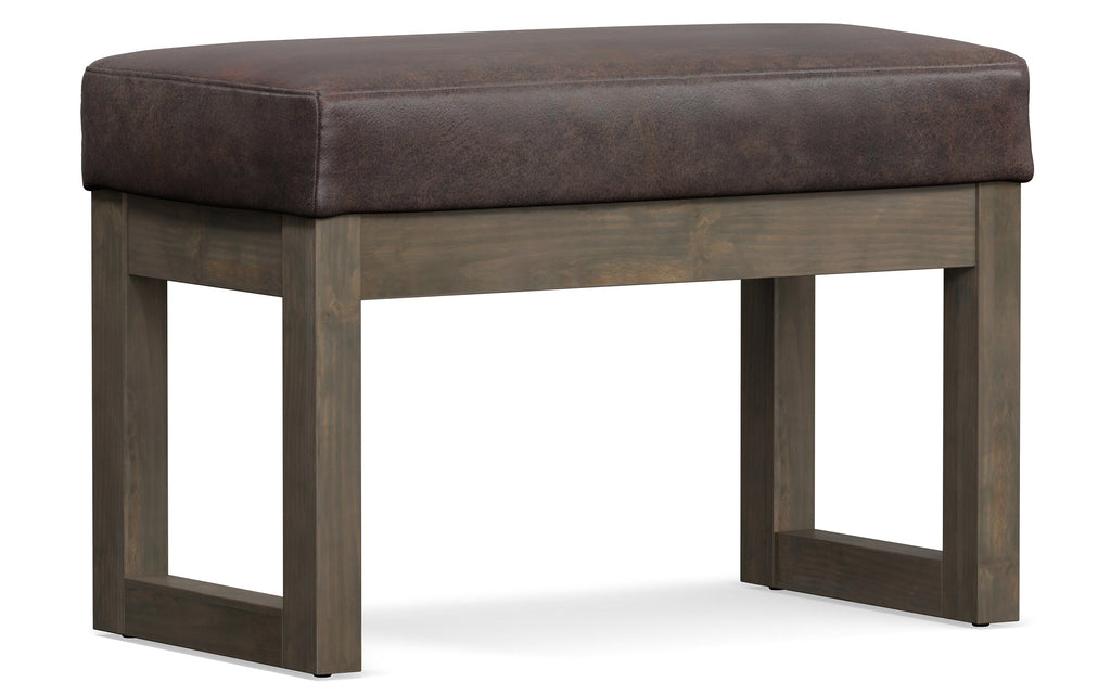 Milltown Small Ottoman Bench in Distressed Vegan Leather