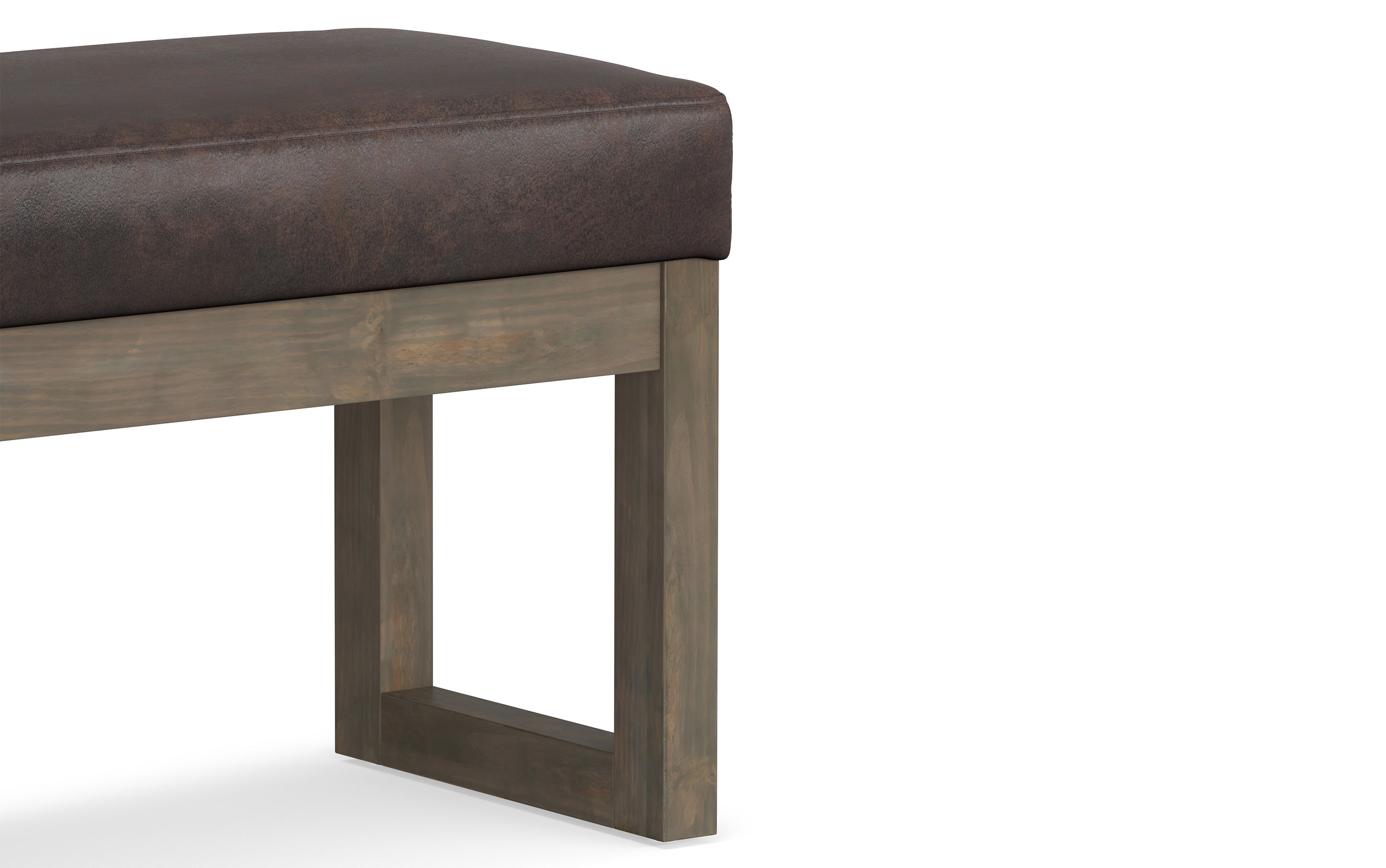 Milltown Small Ottoman Bench in Distressed Vegan Leather