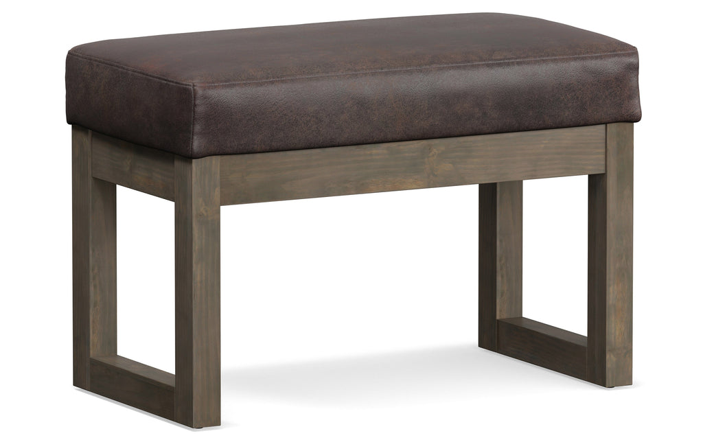 Milltown Small Ottoman Bench in Distressed Vegan Leather