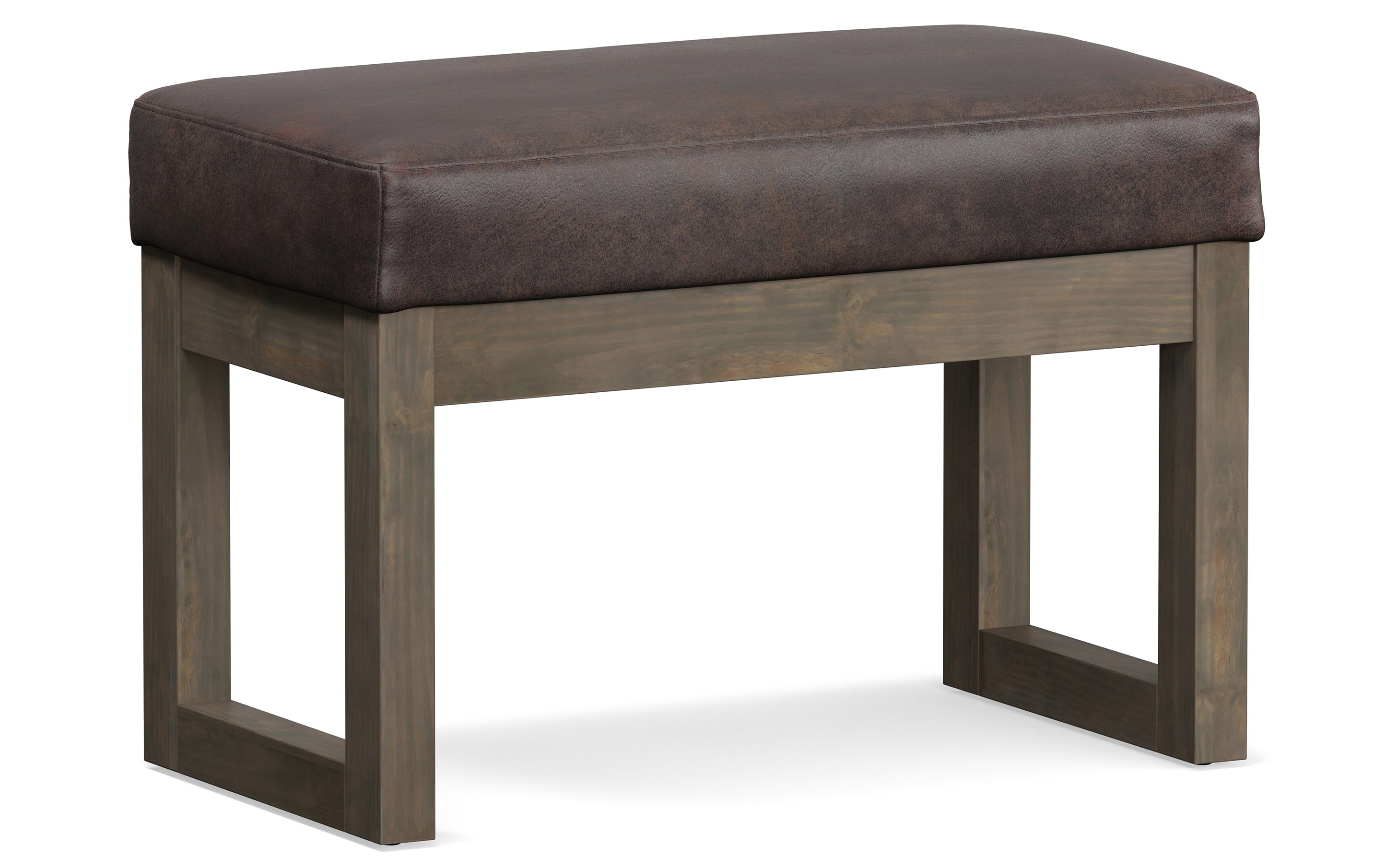 Milltown Small Ottoman Bench in Distressed Vegan Leather