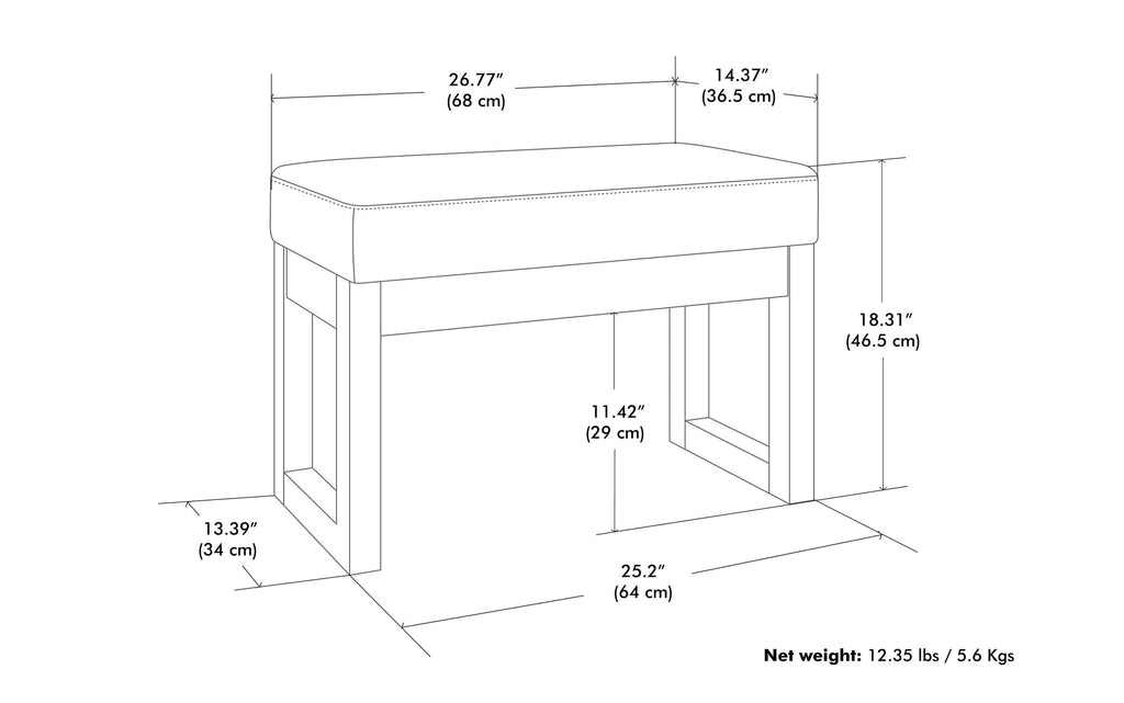 Milltown Small Ottoman Bench in Distressed Vegan Leather