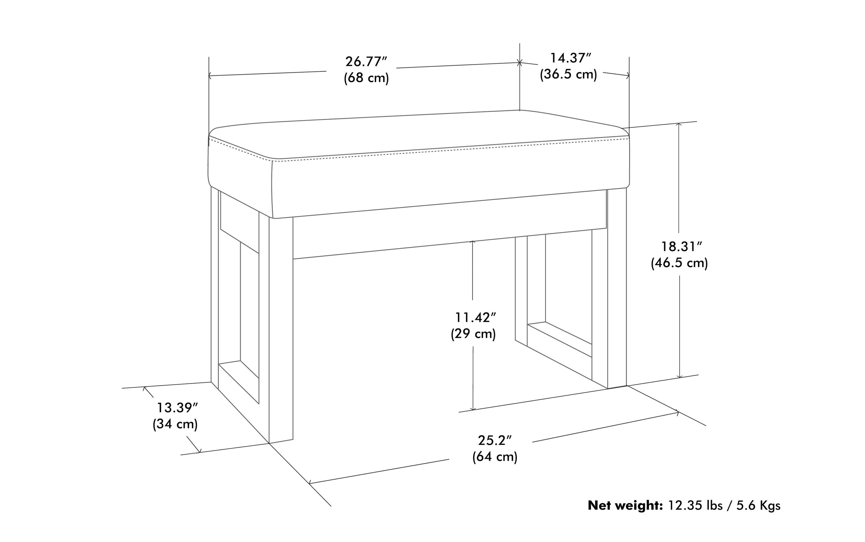 Milltown Small Ottoman Bench in Distressed Vegan Leather