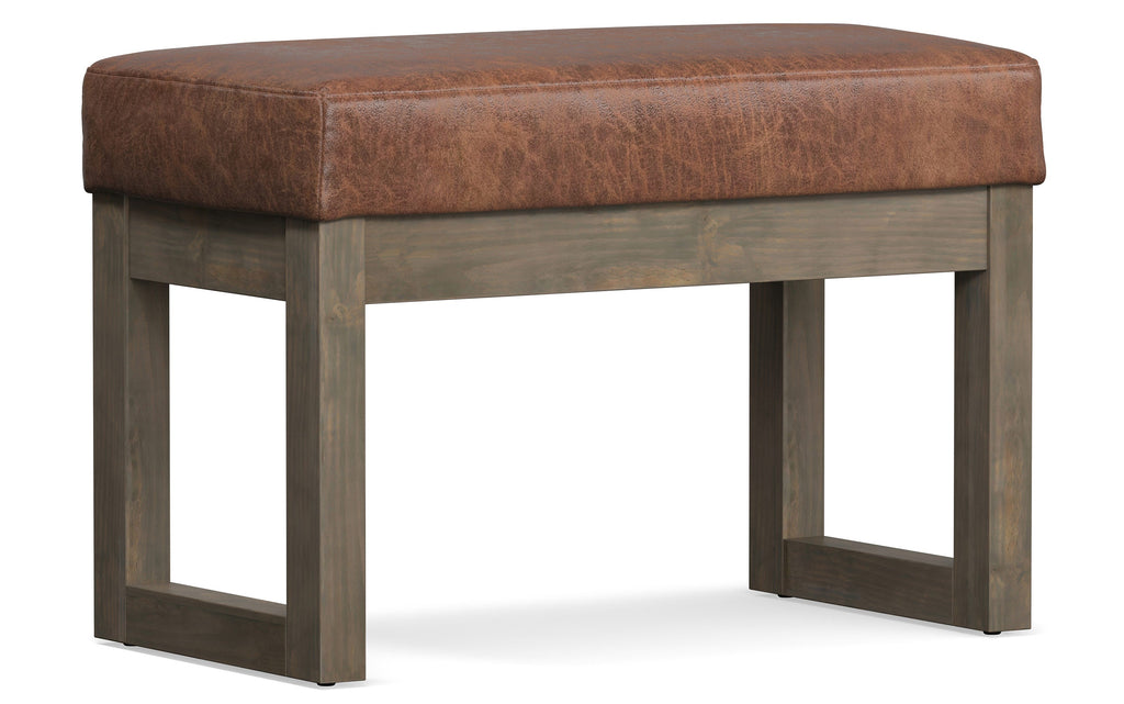 Milltown Small Ottoman Bench in Distressed Vegan Leather