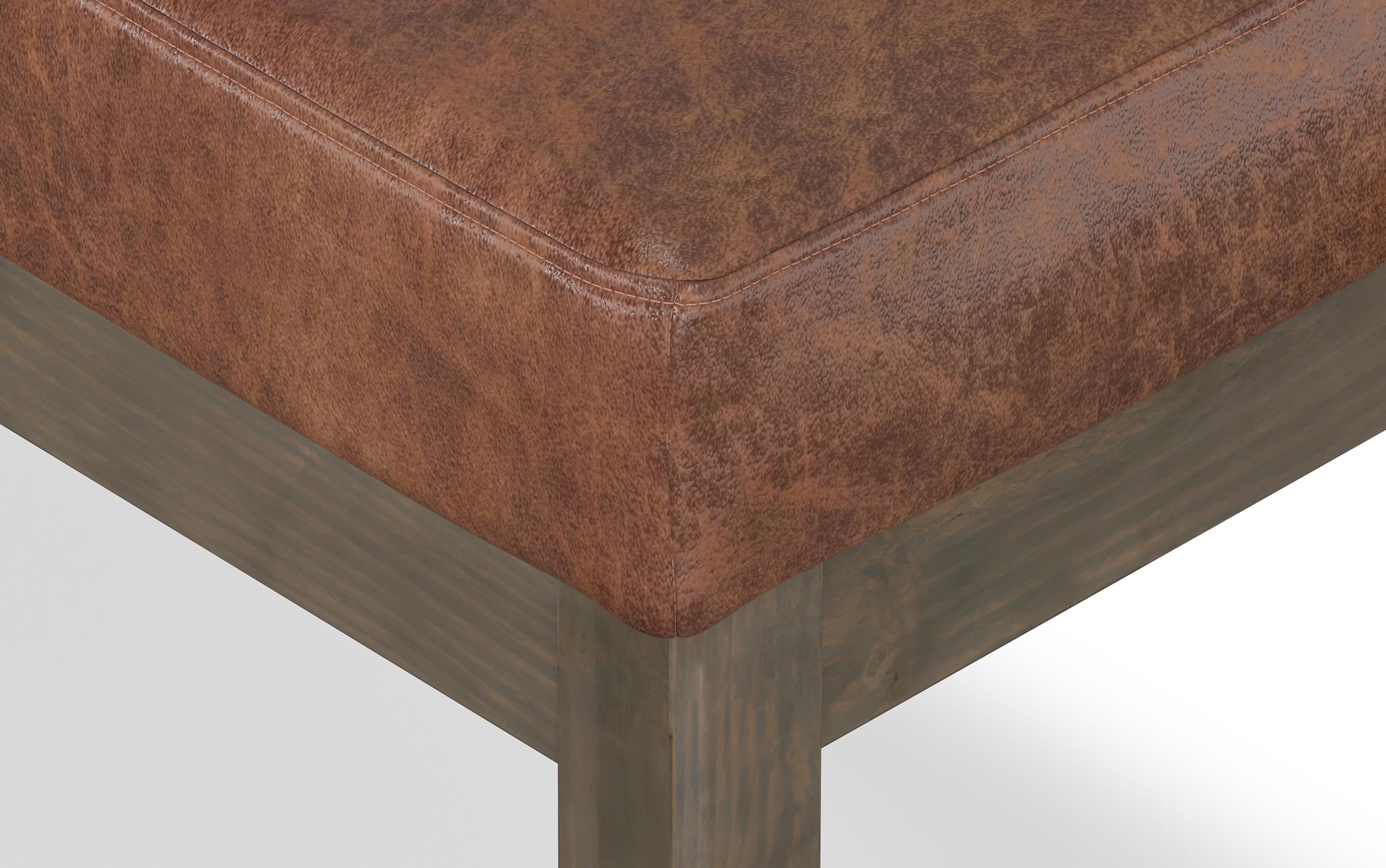 Milltown Small Ottoman Bench in Distressed Vegan Leather