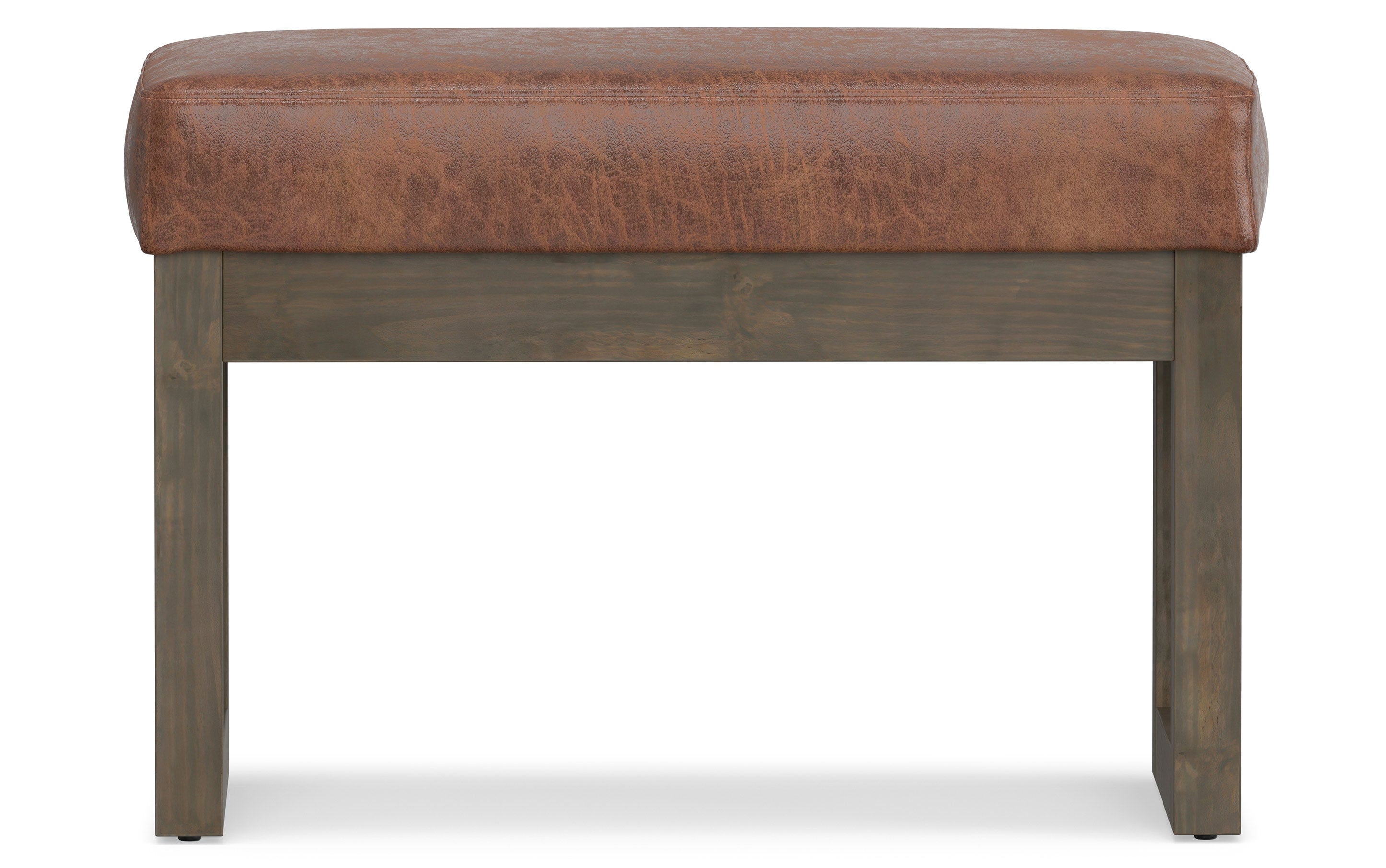 Milltown Small Ottoman Bench in Distressed Vegan Leather