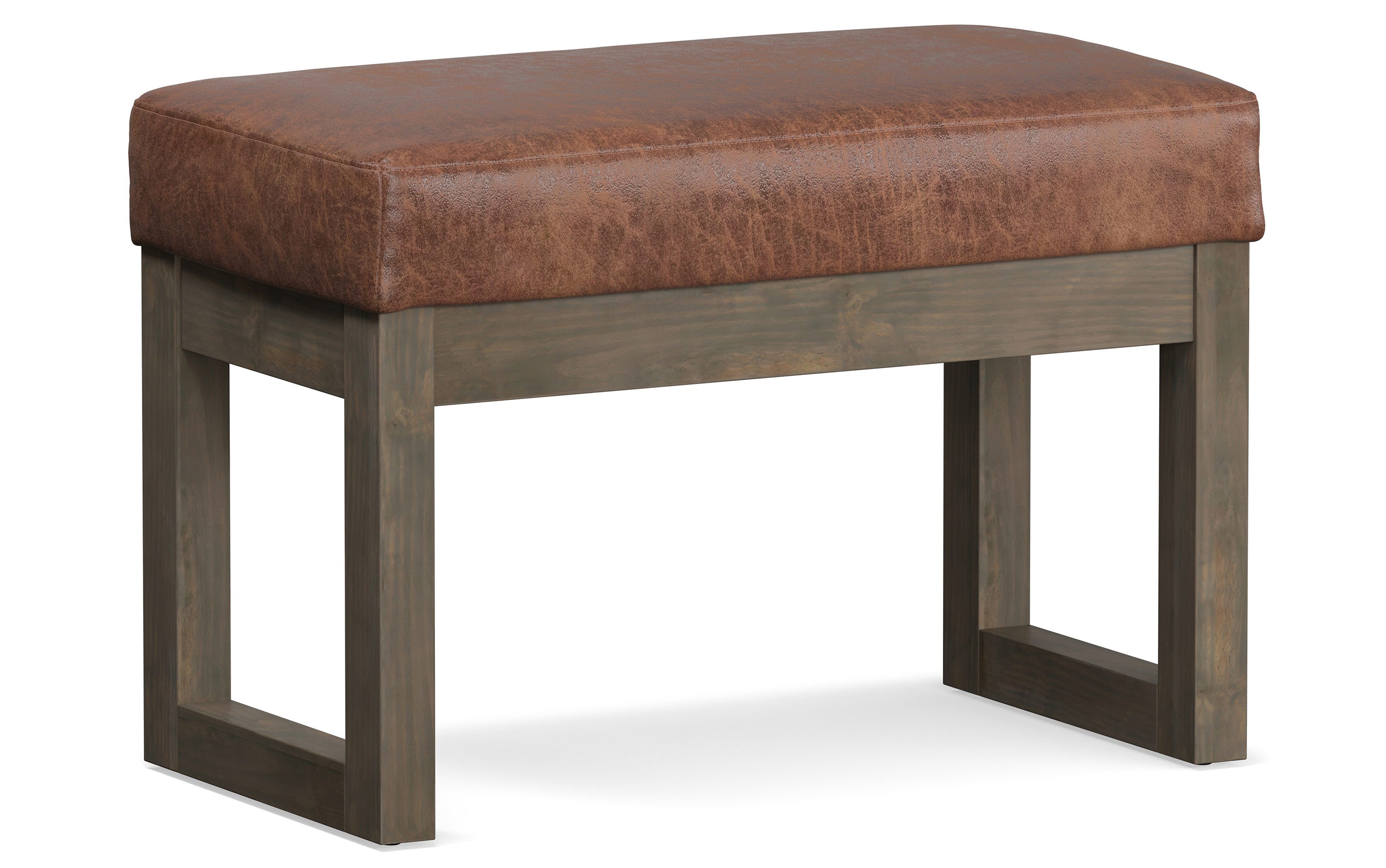 Milltown Small Ottoman Bench in Distressed Vegan Leather