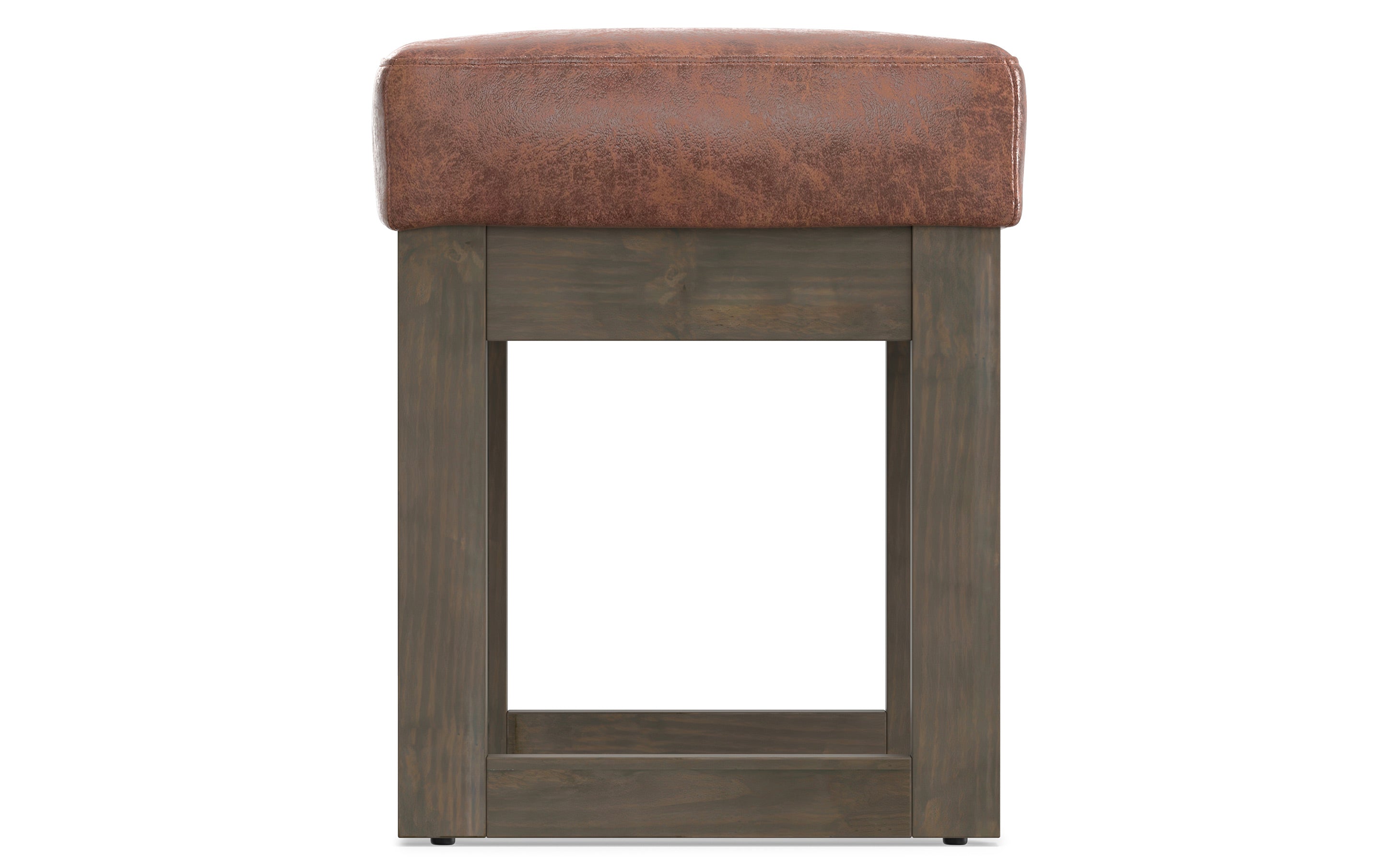 Milltown Small Ottoman Bench in Distressed Vegan Leather