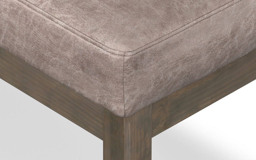 Milltown Small Ottoman Bench in Distressed Vegan Leather