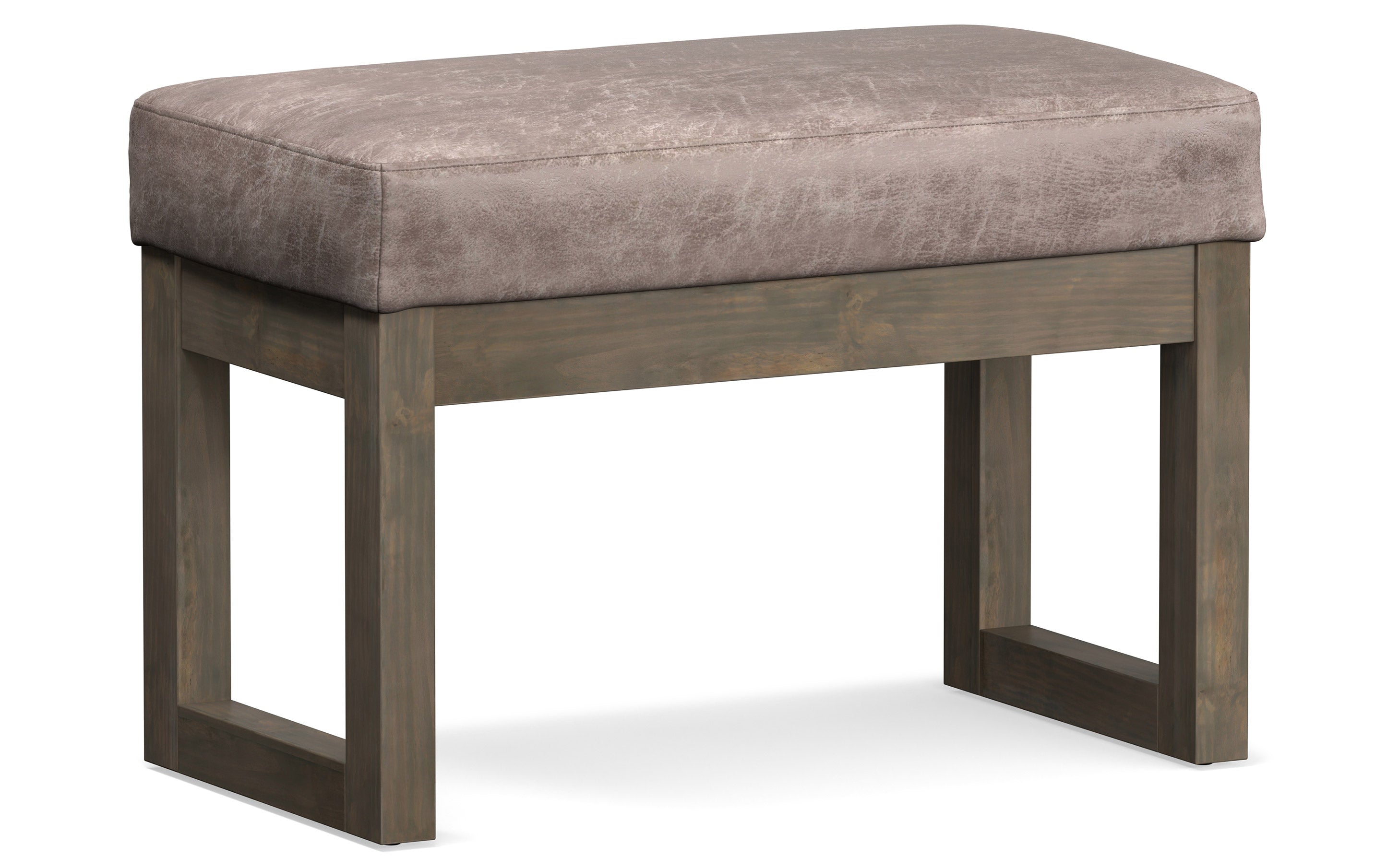 Milltown Small Ottoman Bench in Distressed Vegan Leather