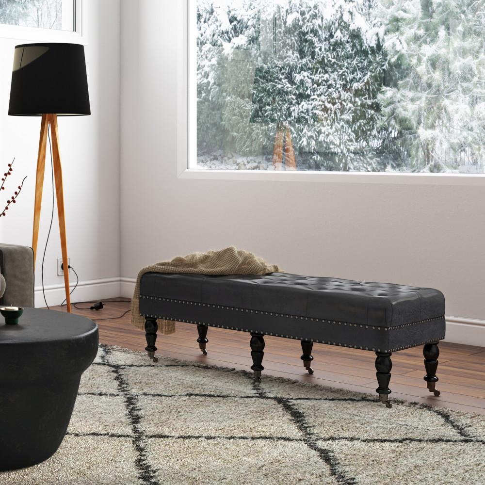 Henley Ottoman Bench in Distressed Vegan Leather