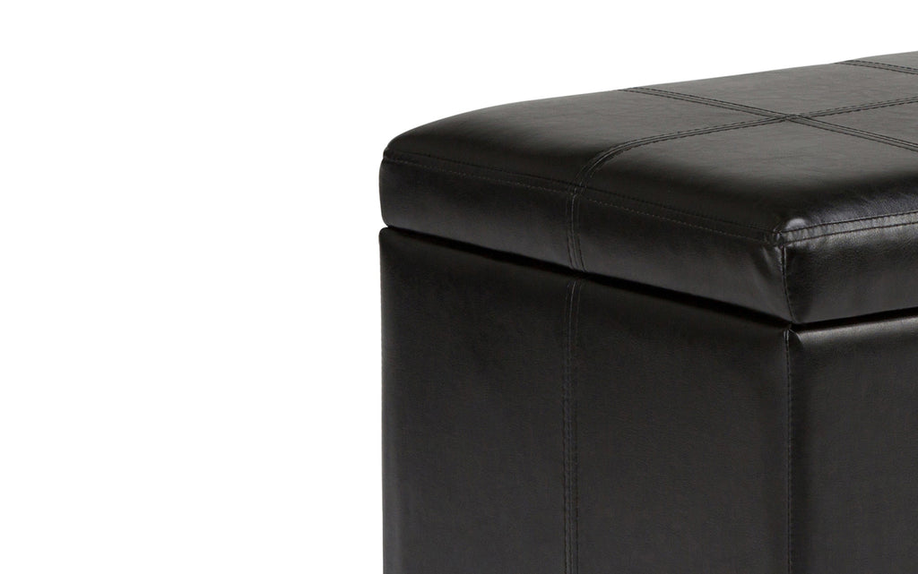 Amelia Storage Ottoman in Vegan Leather