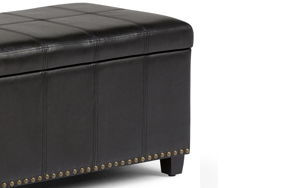 Amelia Storage Ottoman in Vegan Leather