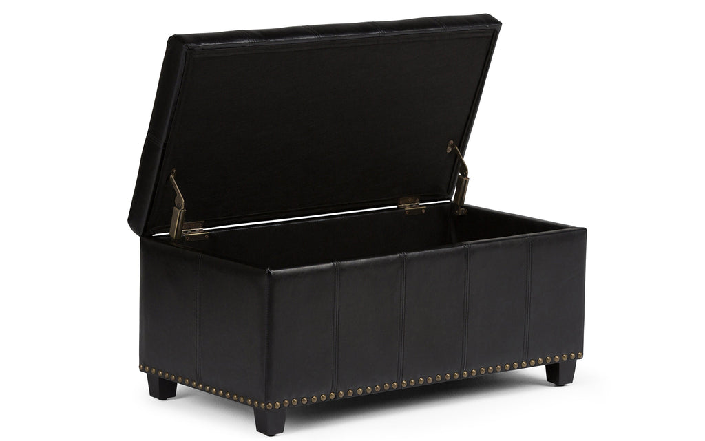 Amelia Storage Ottoman in Vegan Leather