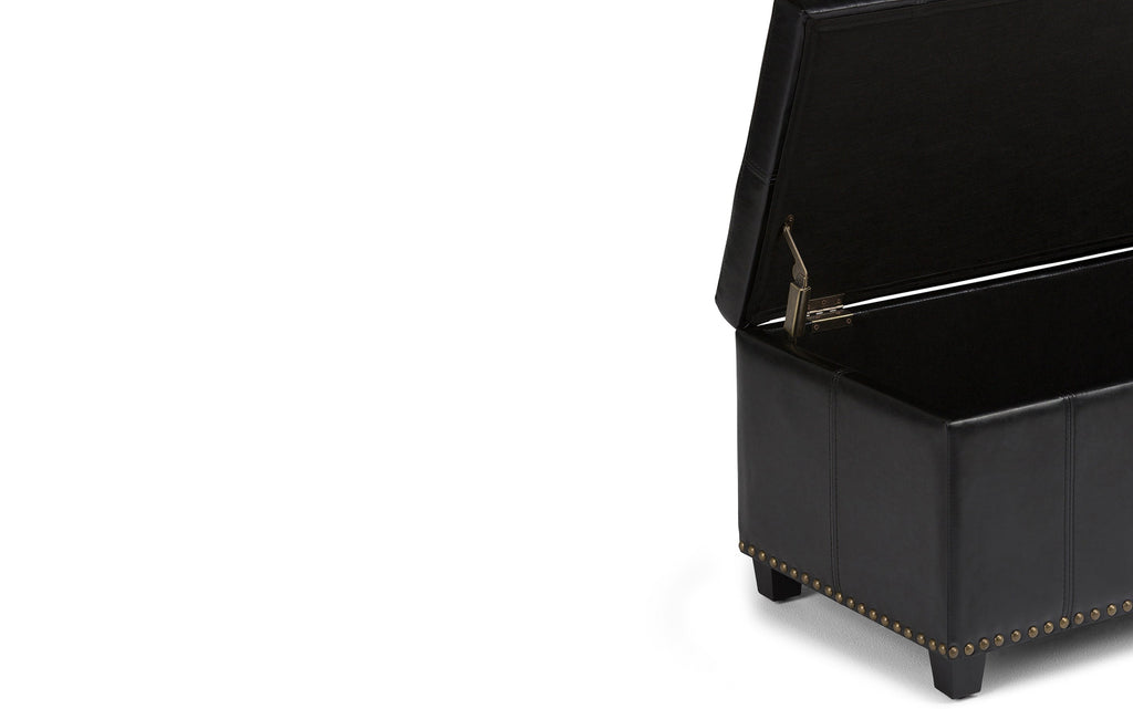 Amelia Storage Ottoman in Vegan Leather