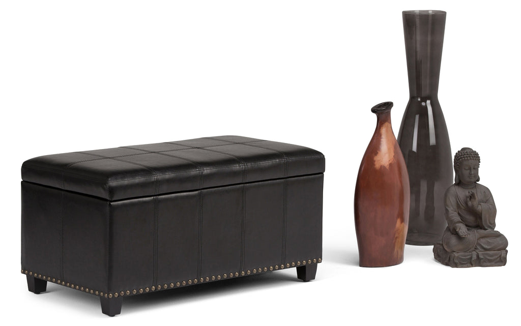 Amelia Storage Ottoman in Vegan Leather