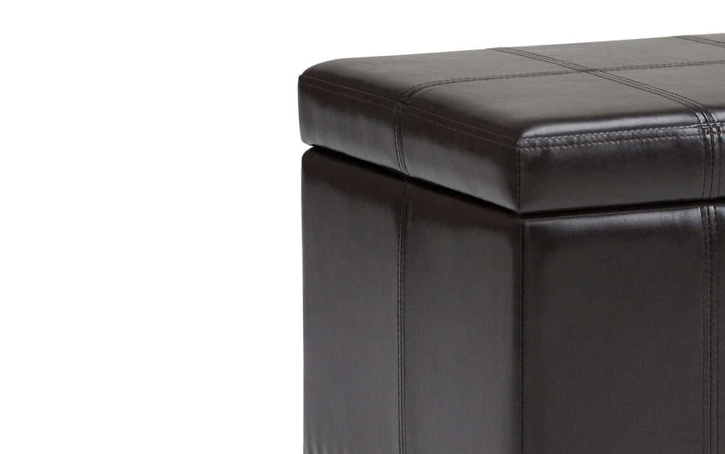 Amelia Storage Ottoman in Vegan Leather