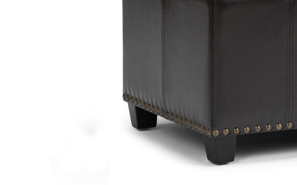 Amelia Storage Ottoman in Vegan Leather