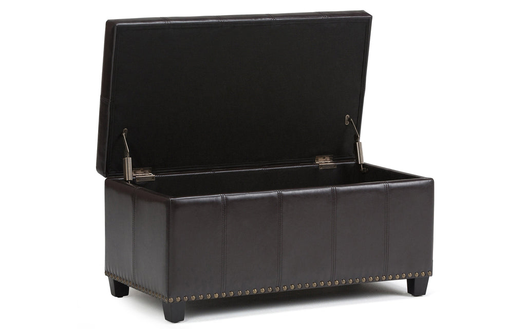 Amelia Storage Ottoman in Vegan Leather