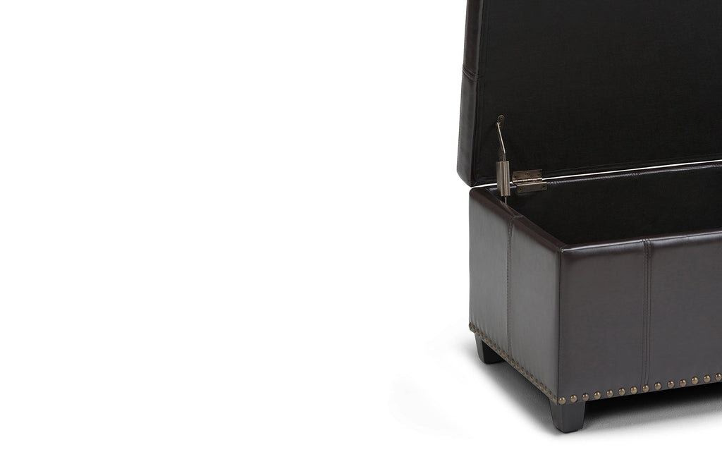 Amelia Storage Ottoman in Vegan Leather