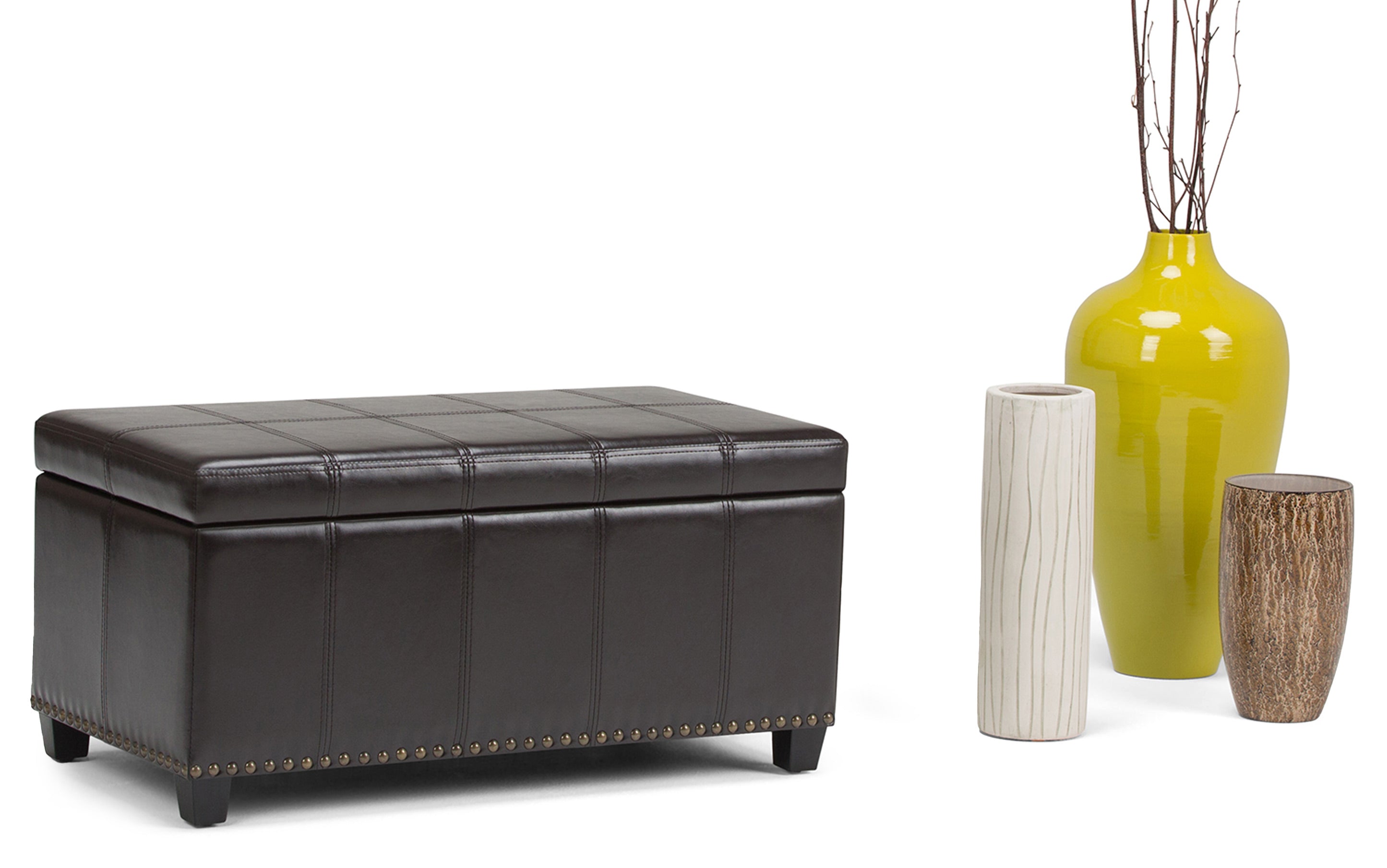 Amelia Storage Ottoman in Vegan Leather