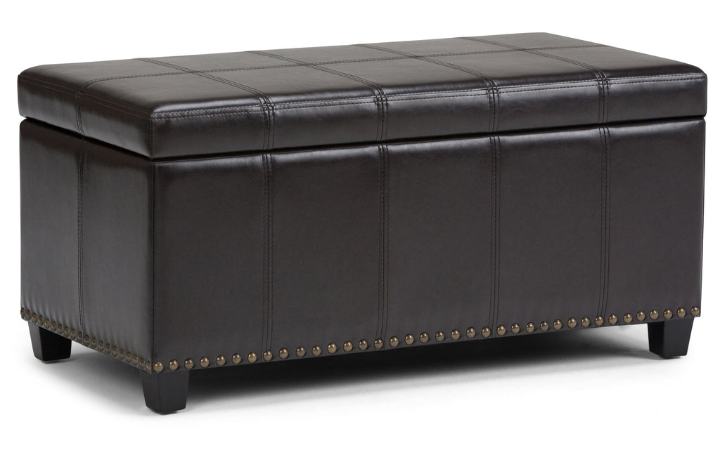 Amelia Storage Ottoman in Vegan Leather