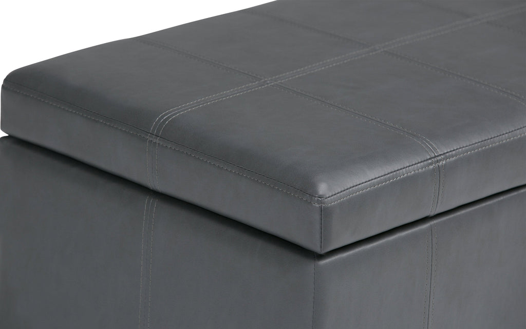 Amelia Storage Ottoman in Vegan Leather