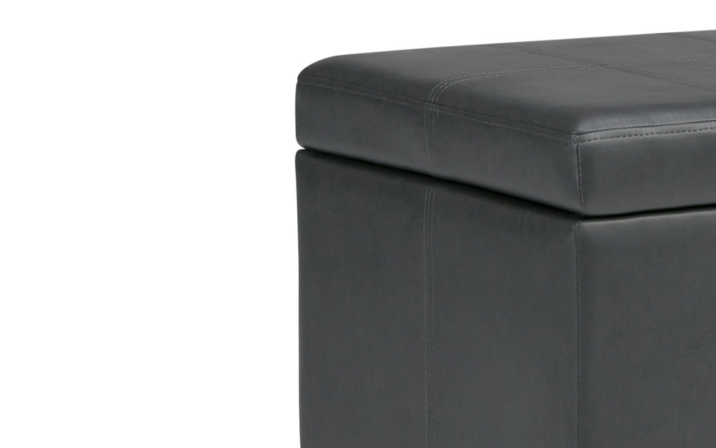 Amelia Storage Ottoman in Vegan Leather