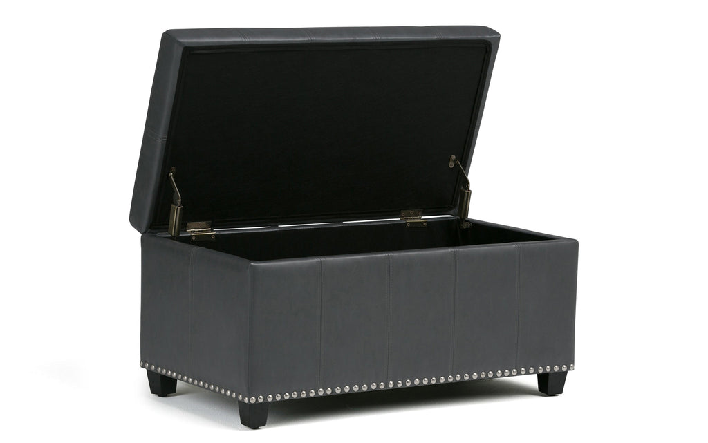 Amelia Storage Ottoman in Vegan Leather