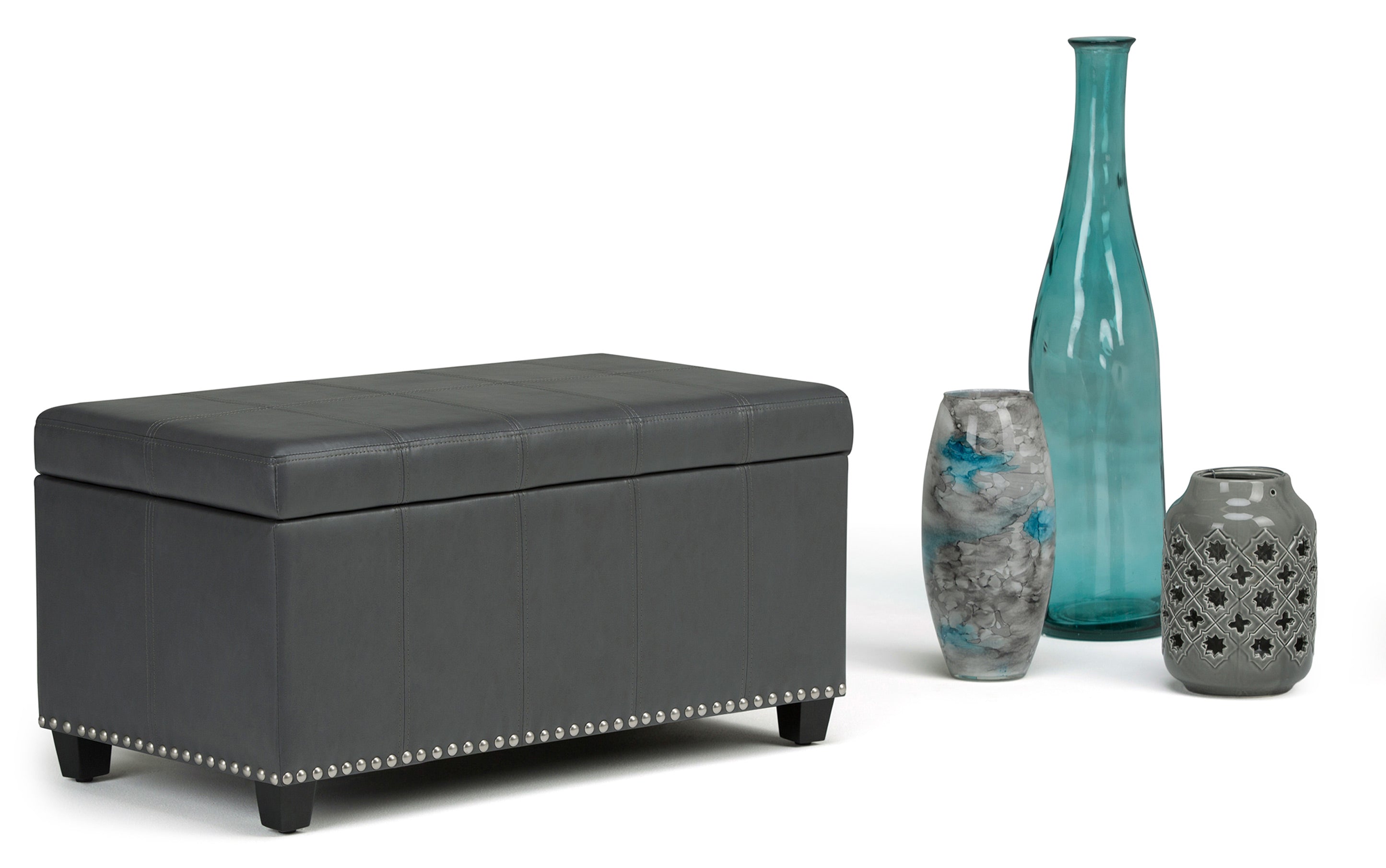 Amelia Storage Ottoman in Vegan Leather