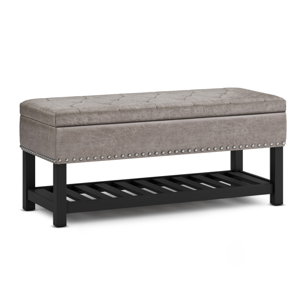 Lomond Ottoman Bench in Distressed Grey Taupe