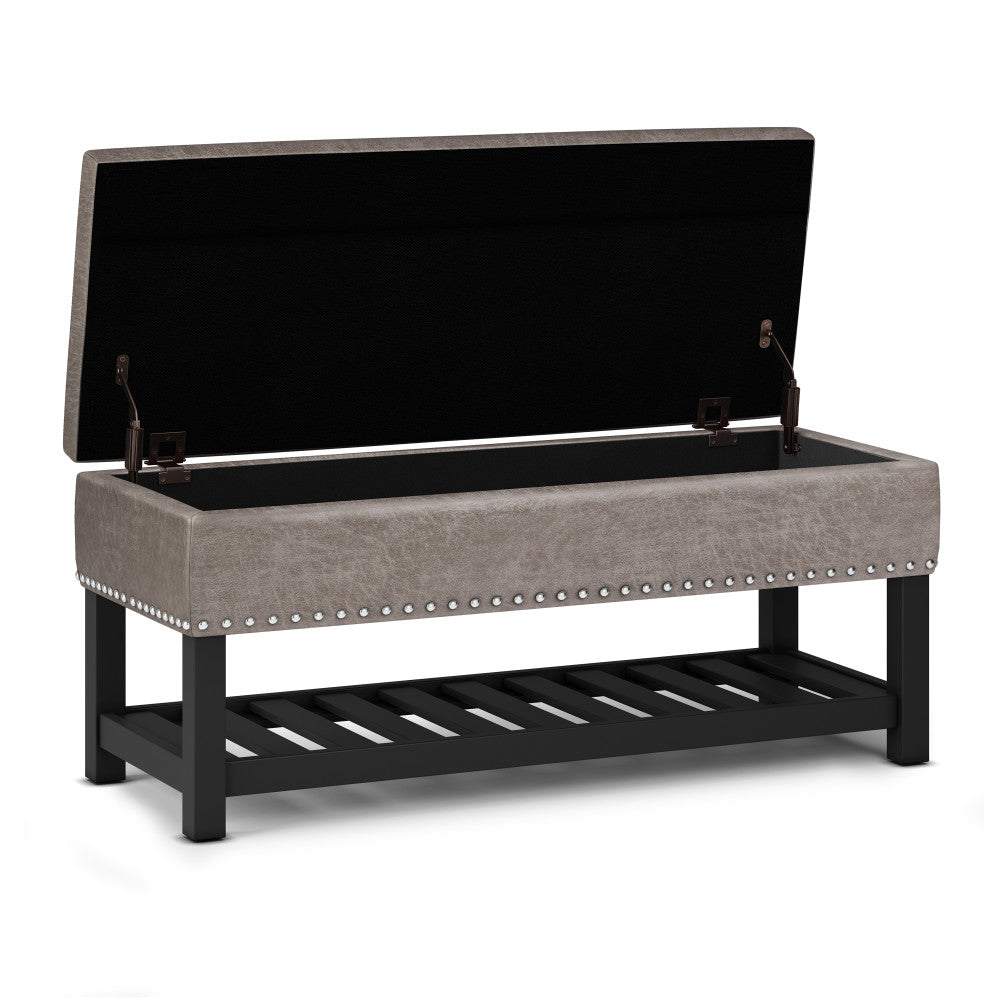 Lomond Ottoman Bench in Distressed Grey Taupe