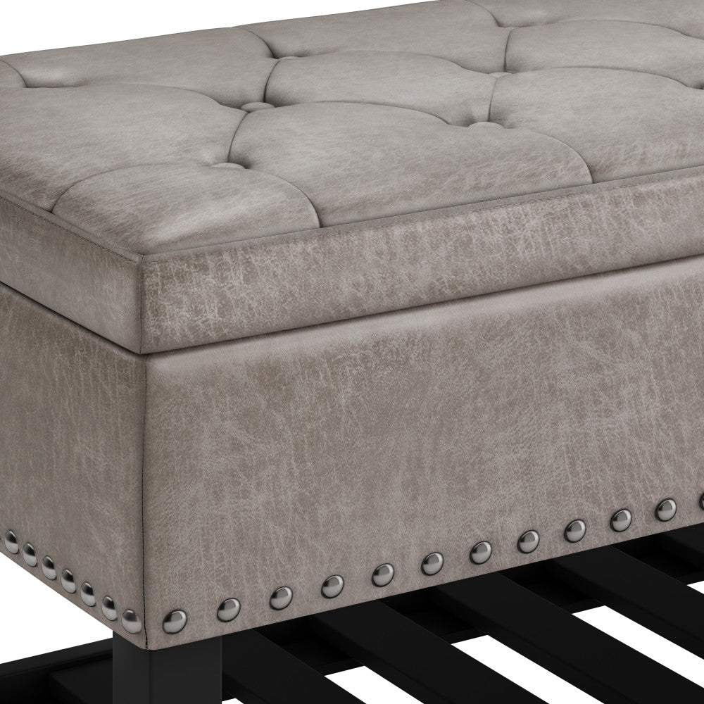 Lomond Ottoman Bench in Distressed Grey Taupe