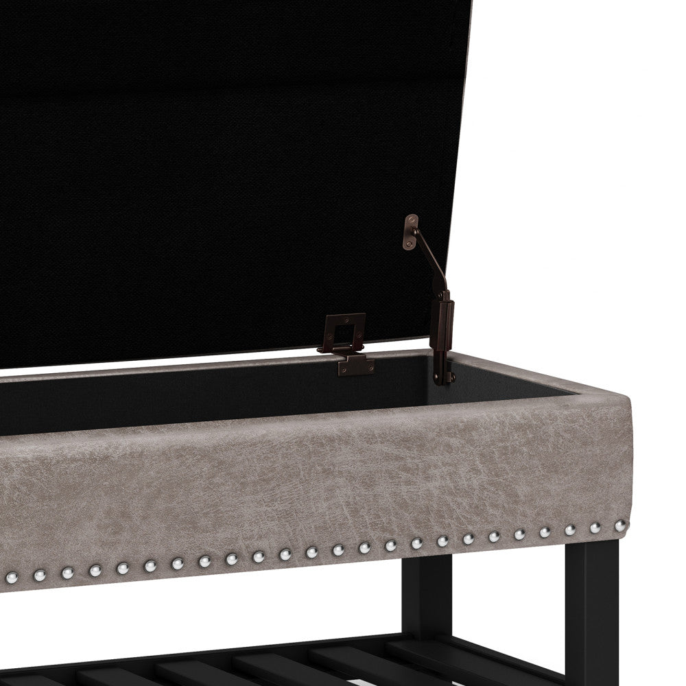 Lomond Ottoman Bench in Distressed Grey Taupe