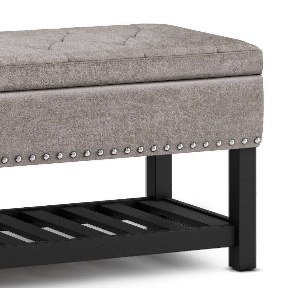 Lomond Ottoman Bench in Distressed Grey Taupe