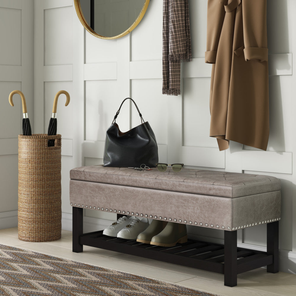 Lomond Ottoman Bench in Distressed Grey Taupe