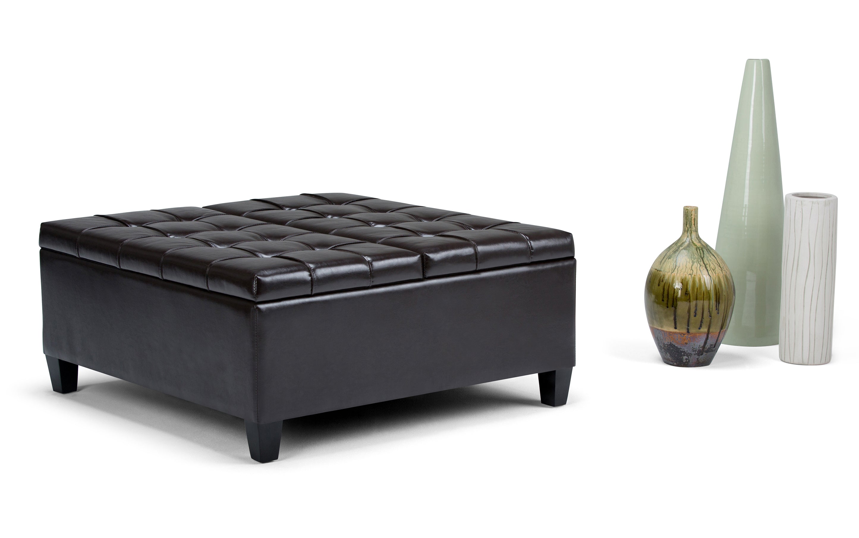 Harrison Coffee Table Ottoman in Vegan Leather
