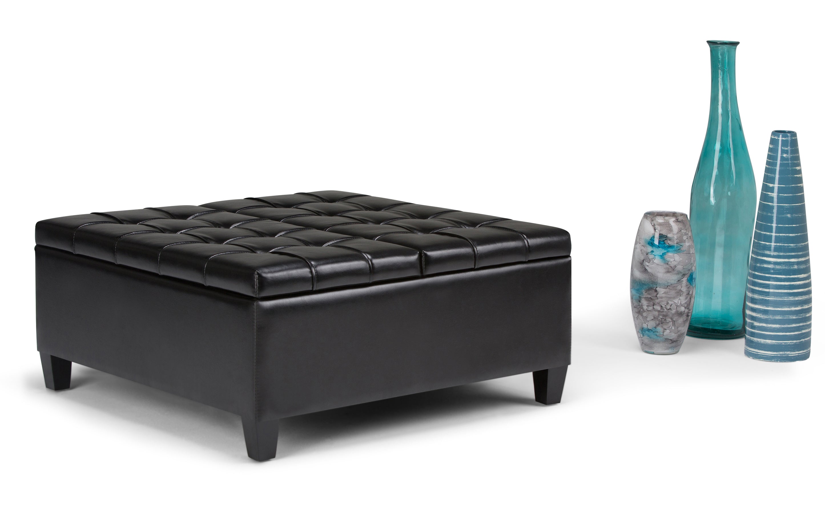 Harrison Coffee Table Ottoman in Vegan Leather