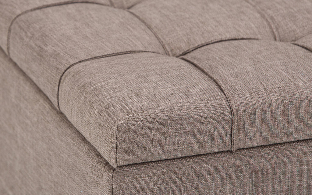 Harrison Coffee Table Ottoman in Linen