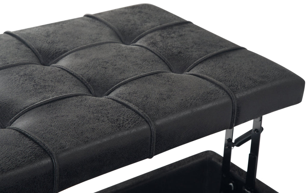 Harrison Coffee Table Ottoman in Distressed Vegan Leather