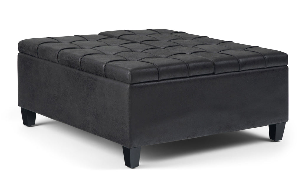 Harrison Coffee Table Ottoman in Distressed Vegan Leather