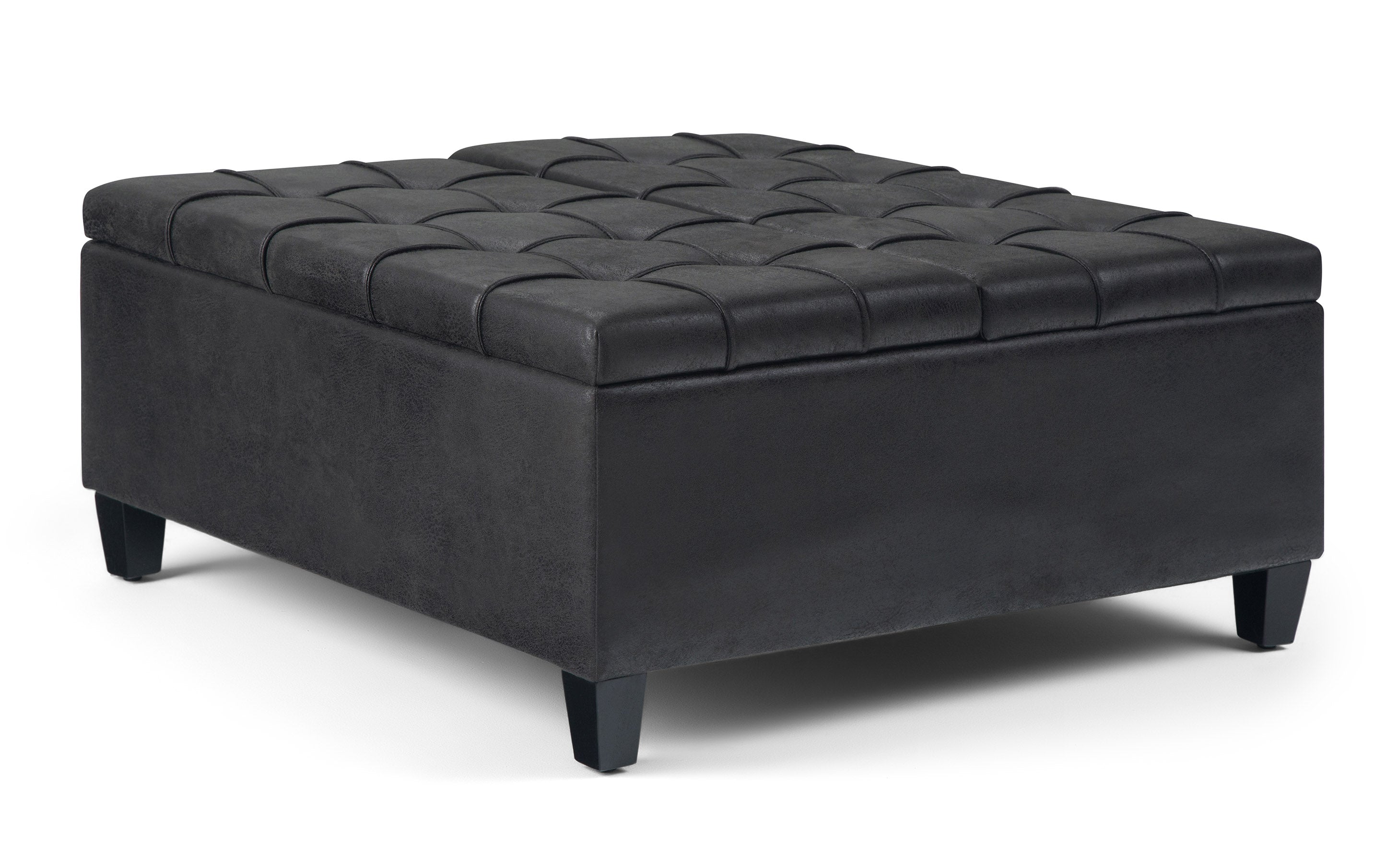 Harrison Coffee Table Ottoman in Distressed Vegan Leather