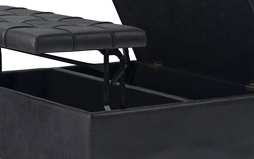 Harrison Coffee Table Ottoman in Distressed Vegan Leather