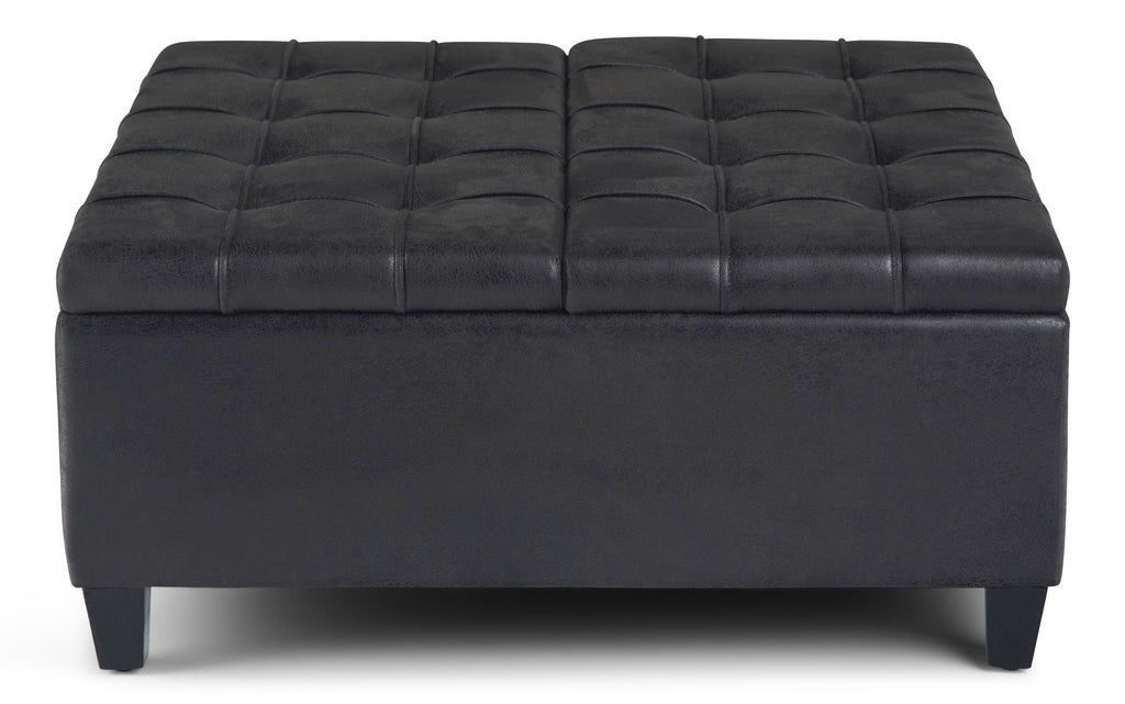 Harrison Coffee Table Ottoman in Distressed Vegan Leather