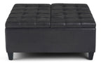 Harrison Coffee Table Ottoman in Distressed Vegan Leather