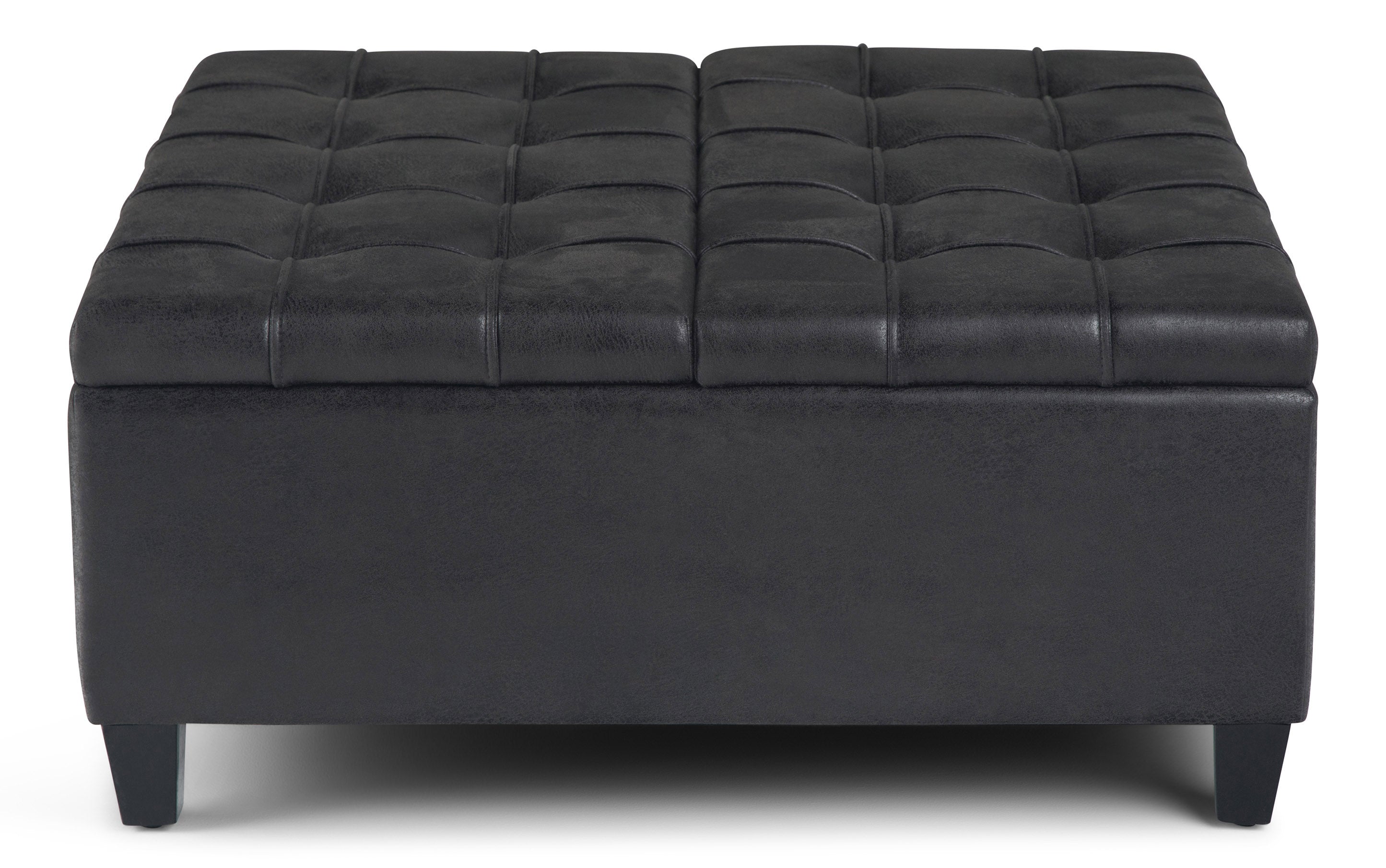 Harrison Coffee Table Ottoman in Distressed Vegan Leather