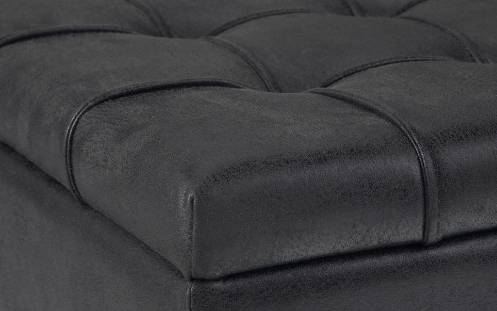 Harrison Coffee Table Ottoman in Distressed Vegan Leather