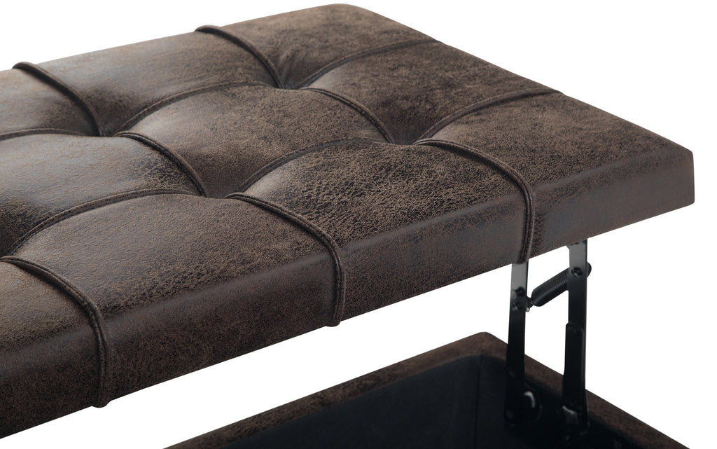 Harrison Coffee Table Ottoman in Distressed Vegan Leather
